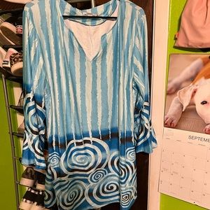 Blue Blouse 3/4 sleeve 2X